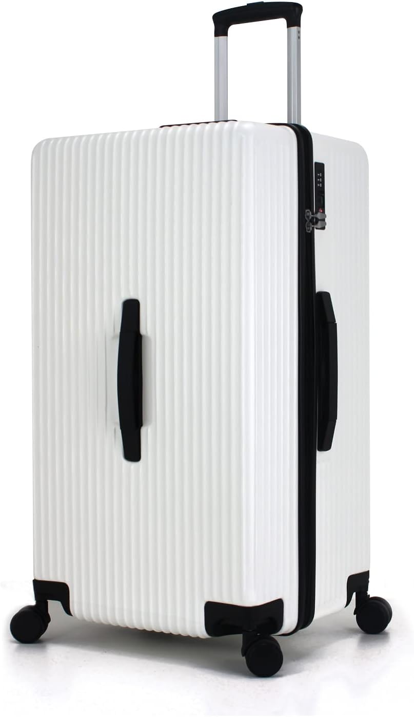 Trunk Luggage, 28 Inch Luggage with Spinner Wheels, Scratch resistant texture Lightweight PC material with （Family Travel Series ） (White)