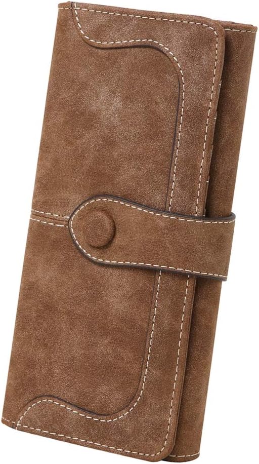 Women's Vegan Leather 17 Card Slots Card Holder Long Big Bifold Wallet