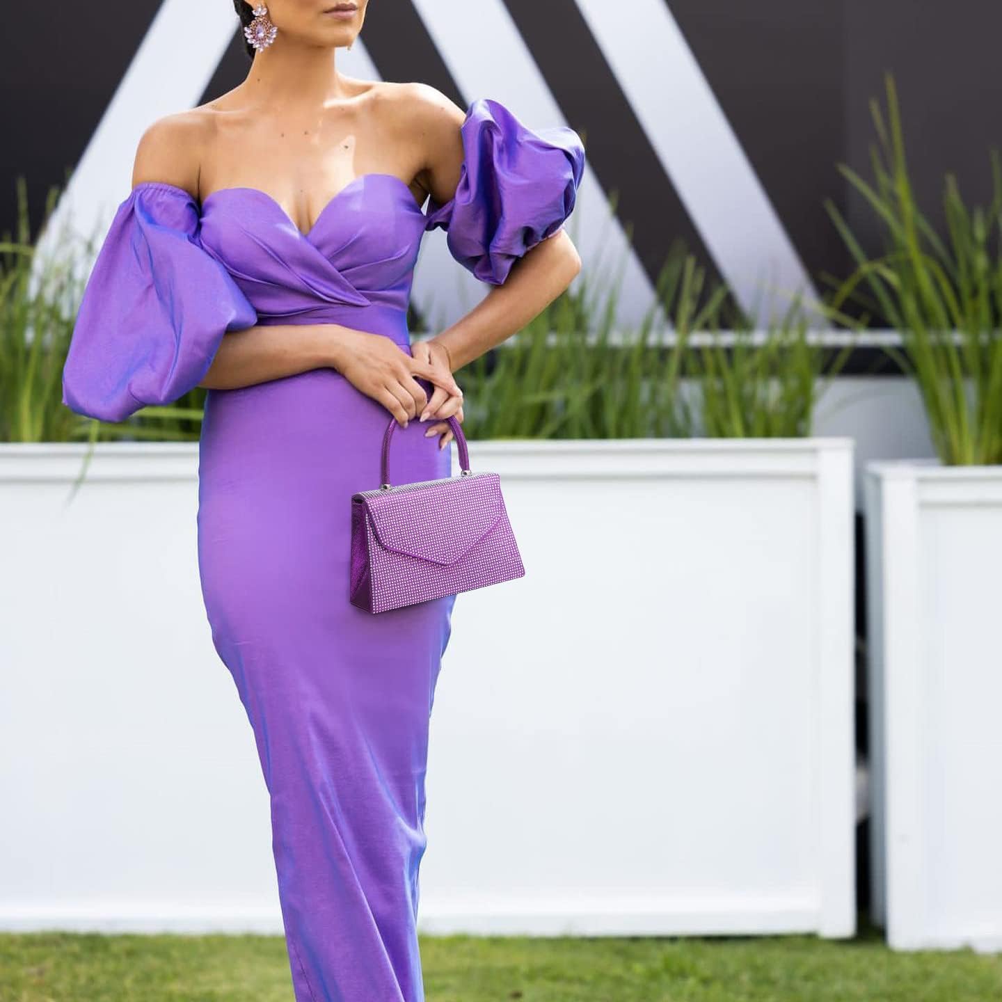 Women's Evening Bag Party Clutches Wedding Purses Cocktail Prom Handbags with Frosted Glittering