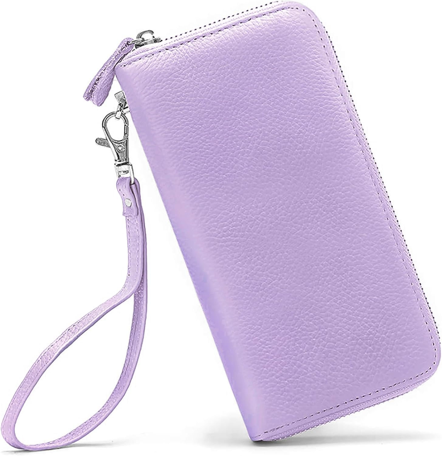 Womens Wallet Blocking Genuine Leather Zip Around Wallet Clutch Wristlet Travel Long Purse for Women