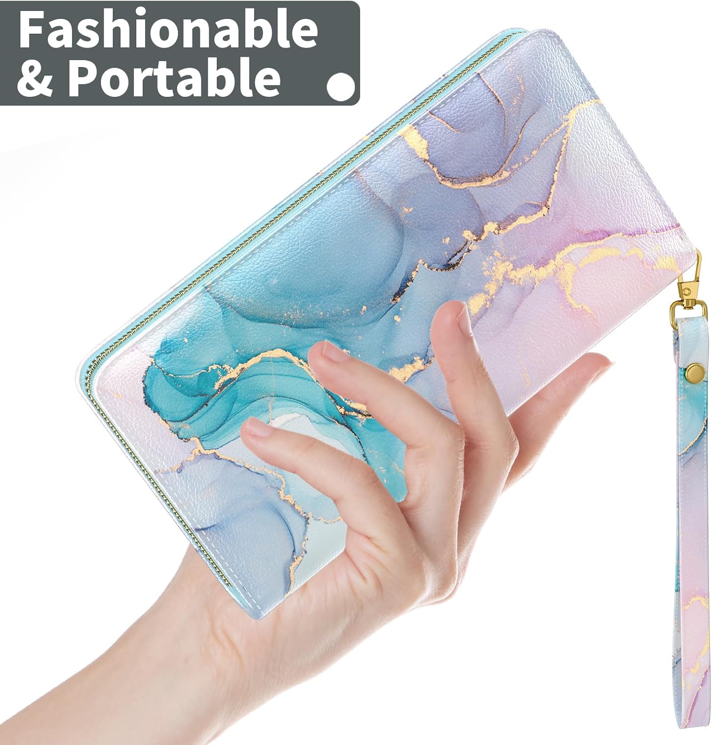 Womens Wallet,  Wristlet Wallet for Women, Cute Ladies Purse, Large Credit Card Clutch Wallets