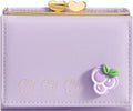 Women's Wallet, Lavender, Faux Leather, Water Resistant, Small Bifold with 7 Card Slots, 1 Cash Slot, 1, 4.2" x 3" x 1.2"