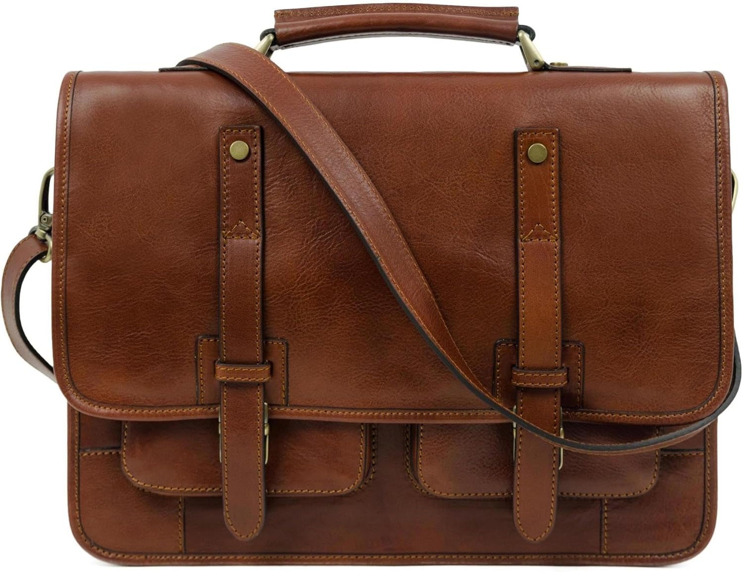 Leather Briefcase for Men - Business Laptop Bag - Italian Handmade Leather Bag - Messenger Bag
