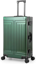 All Aluminum Carry On Luggage，Cut from Whole Aluminum Sheet，22x14x9 Airline Approved ，（3rd Generation，Premium Metal zipperless suitcase ） (green, 28inch)