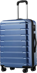 Luggage Suitcase Carry-on Spinner  USB Port Expandable (only 28’’) Lightweight Hardside Luggage (Ice Blue, L(28in))