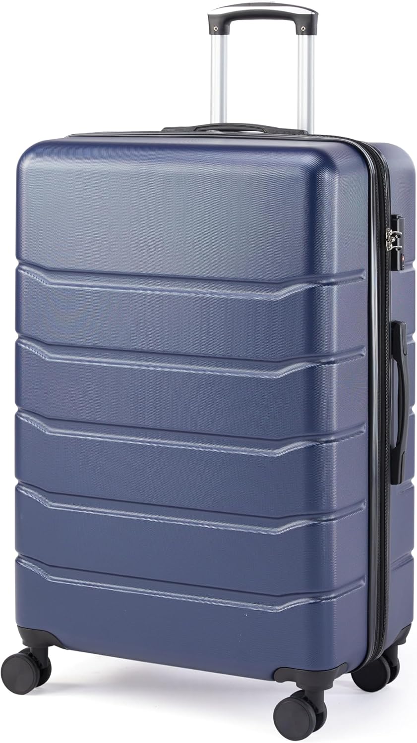 28 Inch Hardside Carry On Luggage, Suitcase with Double Spinner Wheels & , Hard Shell, Expandable Rolling Lightweight, Blue