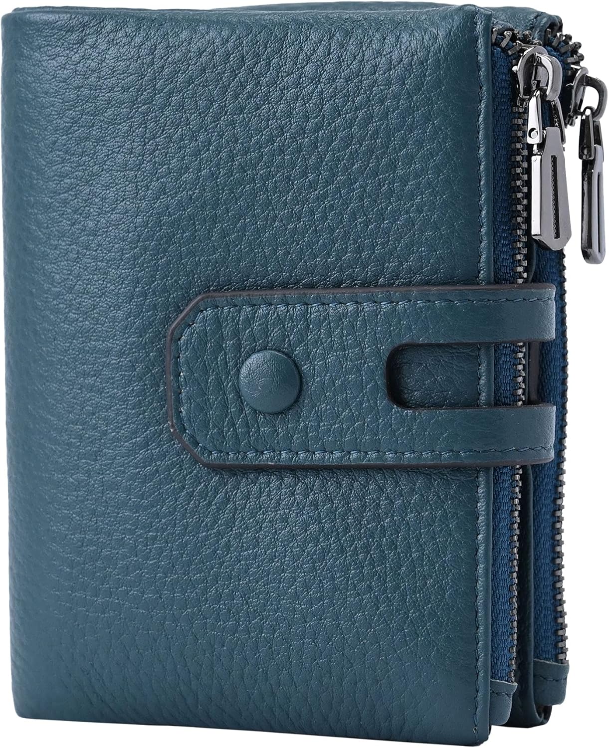 Small Soft Leather Wallet for Women  Blocking Ladies Card Holder with Double Zipper Pocket