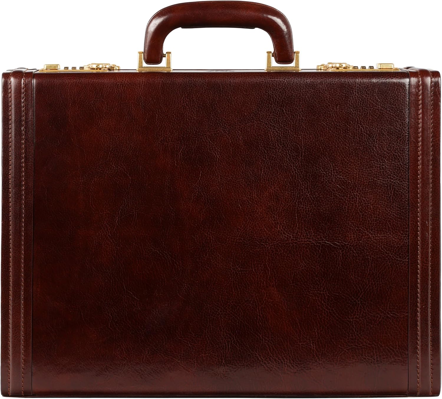 Leather Attache Case - Full Grain Italian Leather Briefcase - Laptop Bag up to 15” - Hard Case with Lock